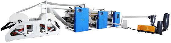 Glue Lamination Unit & Steel To Steel Embossing Unit V Fold Facial Tissue Folding Machine With Auto Transfer