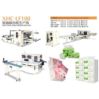 380V 50Hz V Folding Facial Tissue Production Line With Spiral Upper Blade Cutting Method
