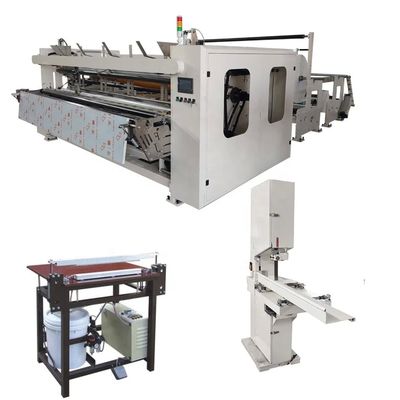Steel Embossing Toilet Paper Wrapping Machine Adjustable Cutting Diameter PLC Control