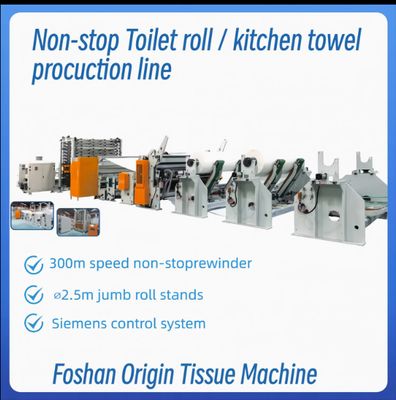 NON-STOP Fully Automatic Toilet Paper Production Line with embossing unit