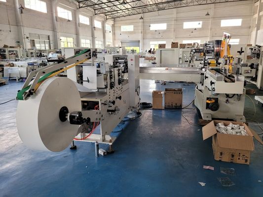 Çapraz Kağıt Havlu 28-32gm*1 katlı yüz dokuları üretim hattı 200mm katlama boyutu ve 380V/50Hz güç kaynağı ile